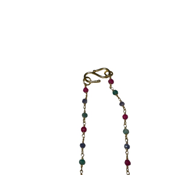 Genuine Ruby, Emerald, and Sapphire 18 inch Strand Necklace - Picture 3 of 3
